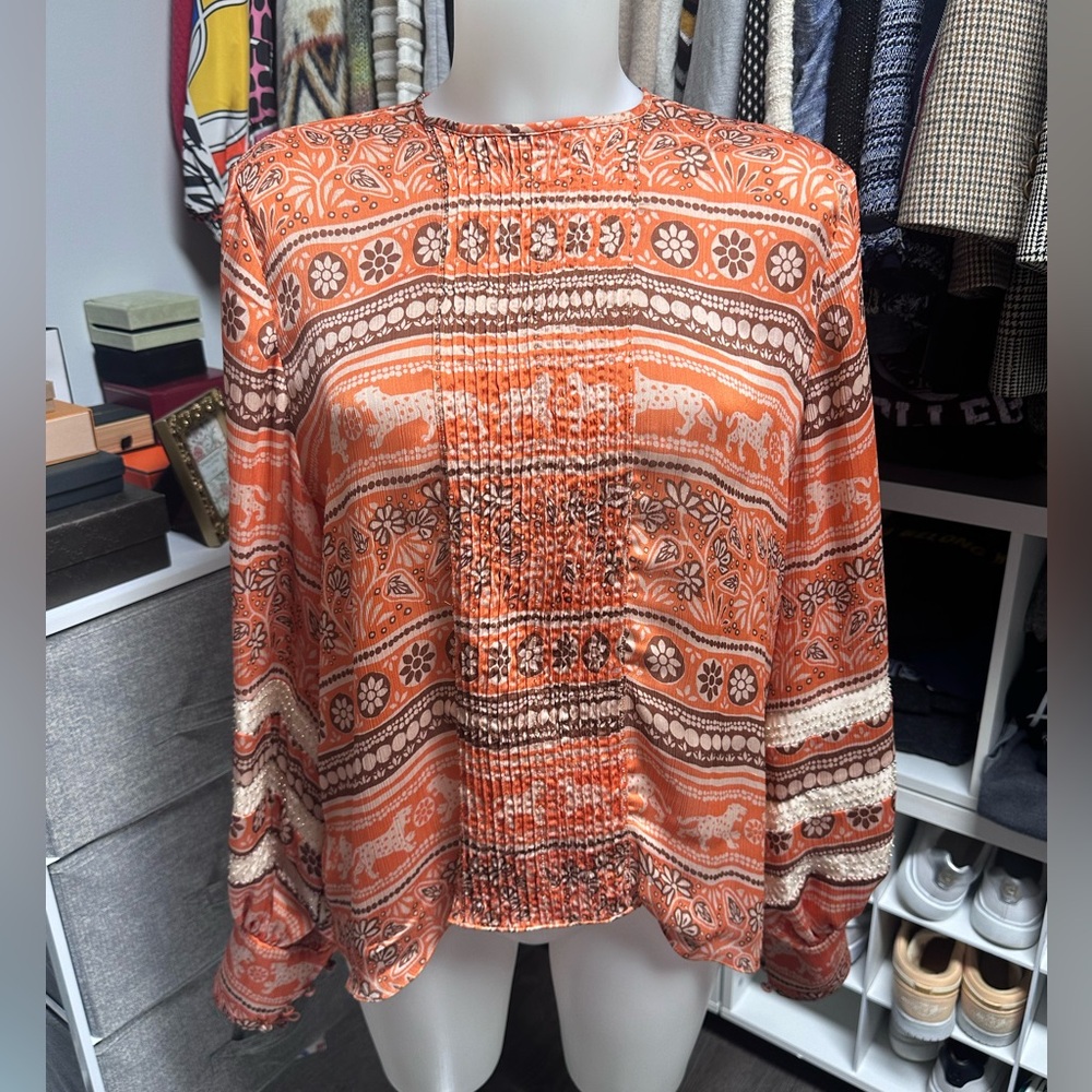 Johanna Ortiz A Raw Explosion Printed Satin Blouse